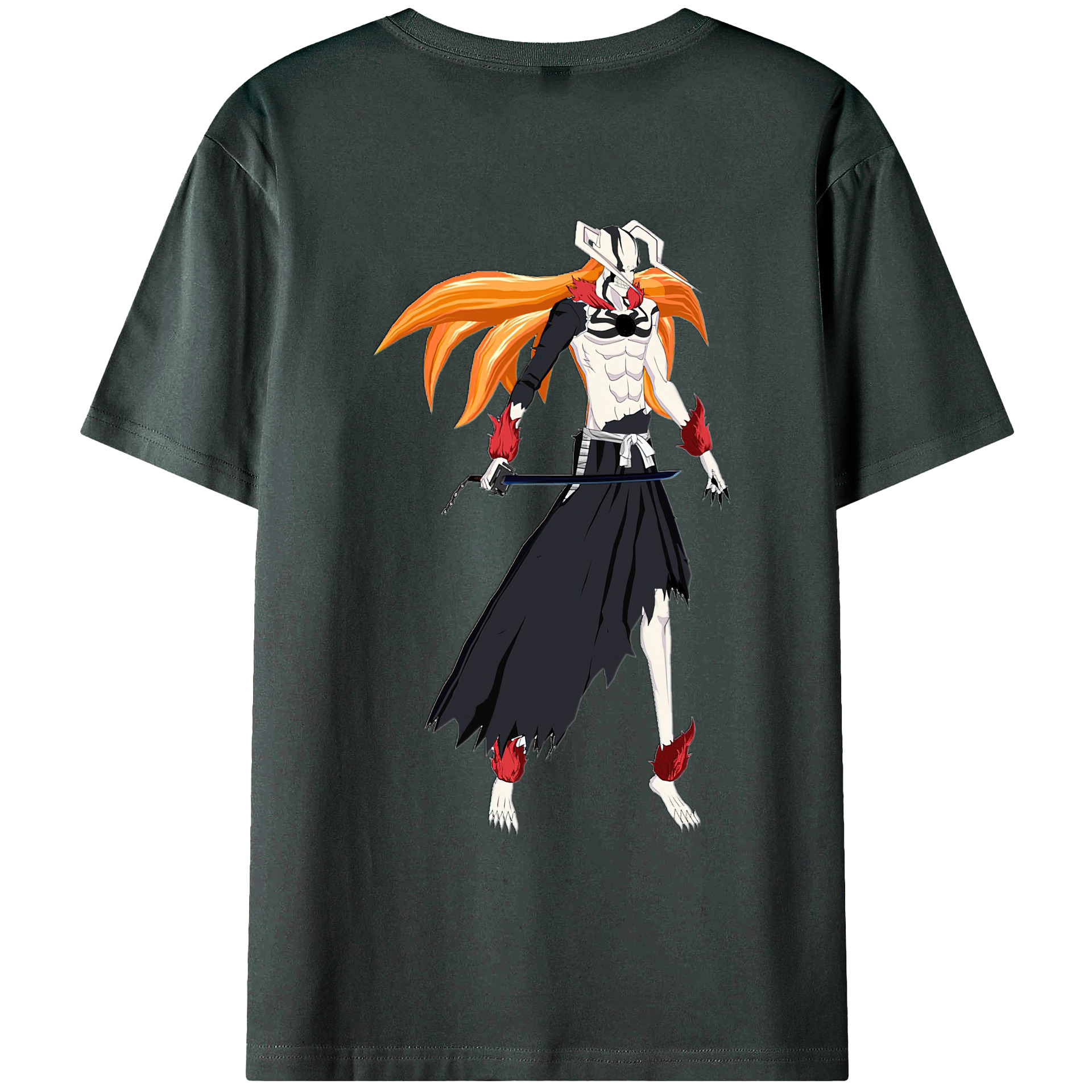 （画像用） ブリーチ 黒崎一護（くろさき いちご）BLEACH Kurosaki Ichigo 綿100％ メンズ半袖Tシャツ（バックプリント） 通気性